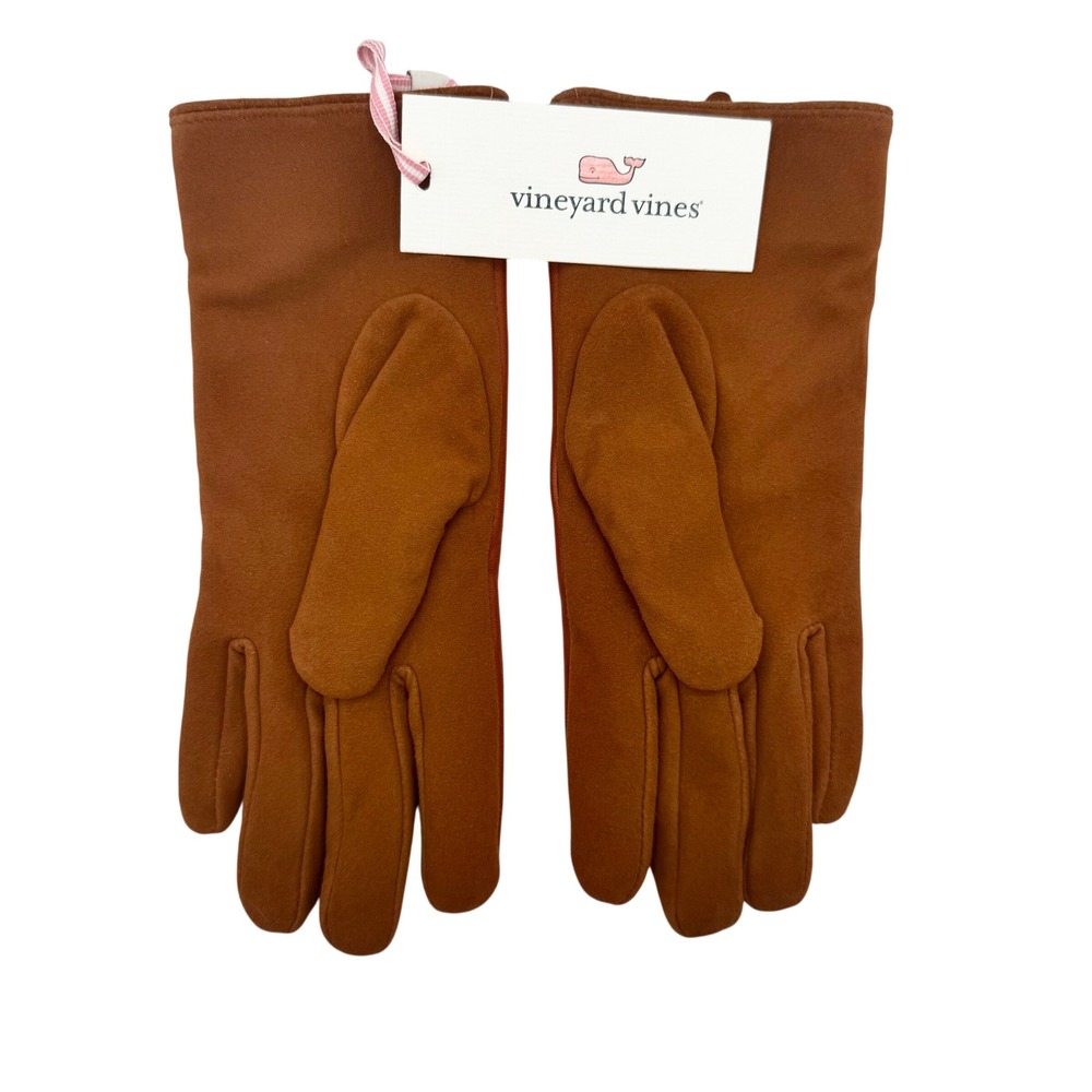 Vineyard Vines NWT Leather Suede Gloves Cashmere Lined Melted Caramel M